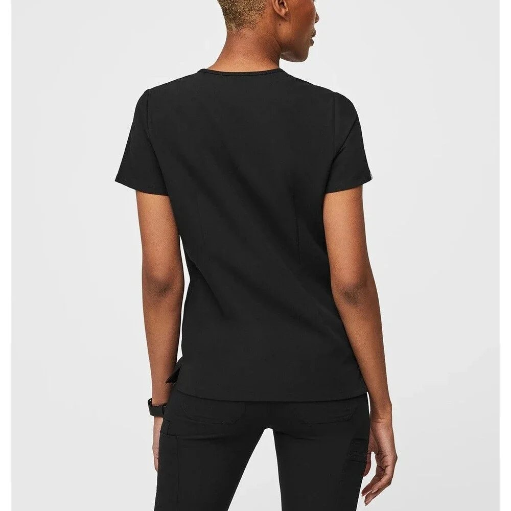 FIGS Womens Casma Three Pocket Scrub Top Black Small V-Neck Medical - Picture 3 of 11